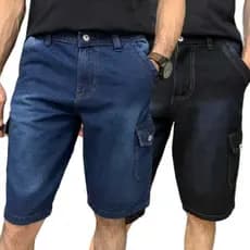 Kit 2 Bermuda Masculina Jeans Cargo Bermudas/Short Cargo