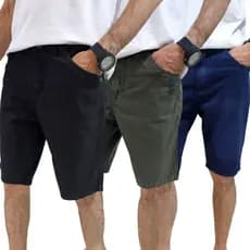Kit 3 Bermuda Masculina Adulto Jeans e Brim 4 Bolsos