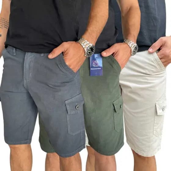 Bermuda Masculina Jeans Cargo Brim 6 Bolsos Otimo Preço