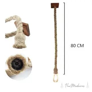 Luminária de teto Pendente Desing Rustico Corda Retro Barato Lustre Teto Corda Sisal 1un 80 cm