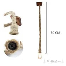 Luminária de teto Pendente Desing Rustico Corda Retro Barato Lustre Teto Corda Sisal 1un 80 cm