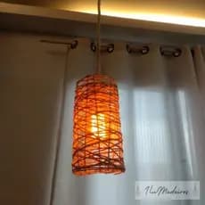 Lustre Luminária Pendente de teto em Sisal para Decoração Casa