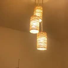 Luminária Lustre Pendente Elegante Barbante natural Sisal Decoração Casa Sala, Quarto, decoração rustica, enfeite