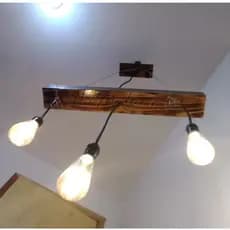 Luminária Pendente Lustre Rustica madeira Vintage Retro