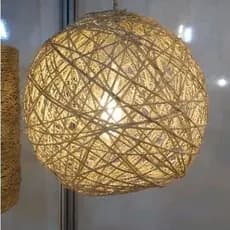 Luminária Pendente de Sisal Decoração com Cúpula Ninho Redonda Grande