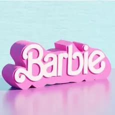 Filme Barbie - Logotipo das Logo 3D - Nome Decorativo Barbie 3D