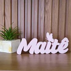 Letreiro Decorativo do Nome Maitê c/ Borboleta Letra 3D  - Letreiro Nome do Personalizado para Quarto Chá Revelação