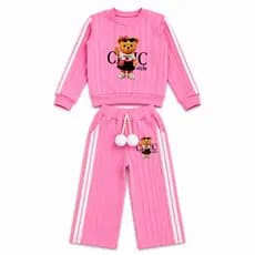 Conjunto Flanelado Infantil Menina Urso Chic Rosa Pink Fofo