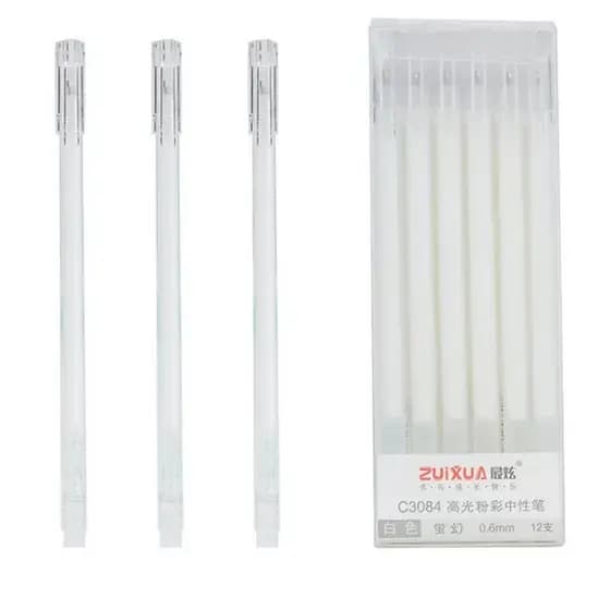 Caneta gel branco com ponta 0,6 mm
