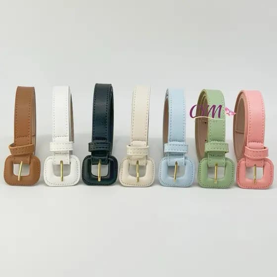 Cinto Feminino 2cm Fino Fivela Encapada Moda Blogueira vares cores