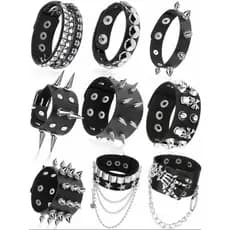 Pulseira de corrente  e tachas de gótica, pulseira de rock and roll punk para Unissex
