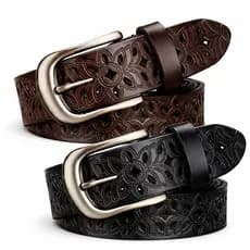 Cinto Unissex Elegante com Fivela de Pino, Design Decorativo Vazado, Versátil para Calças