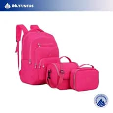 Kit 3 Mochila Feminina Para Escolar Com Bolsa Térmica Com Estojo Multineos