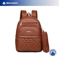 Bolsa De Mochila Feminina Com Estojo De Costas Em Couro Sintético