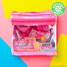 Bolsa Necessaire Maquiagem Infantil Kit Completo Sombra Gloss Brilho Batom Brincar de Maquiar Aprovado Anvisa Makebrinq