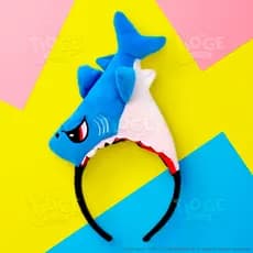 Arco Tiara Cabelo Maluco Tubarão de Pelúcia Engolindo Cabeça Menino Menina Fantasia Halloween Engraçado 1 unid