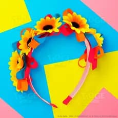 Arco Tiara Infantil Girassol Fitas Coloridas Fofo Delicado Festa Junina Cor Rosa 1 unid