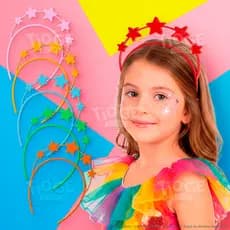 Arco Tiara Infantil de Carnaval Estrelas Resistente Confortável Festa Fantasia Diversas Cores 1 unid