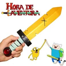 Espada dourada decoração quarto gamer aventura Fin e Jake Sword