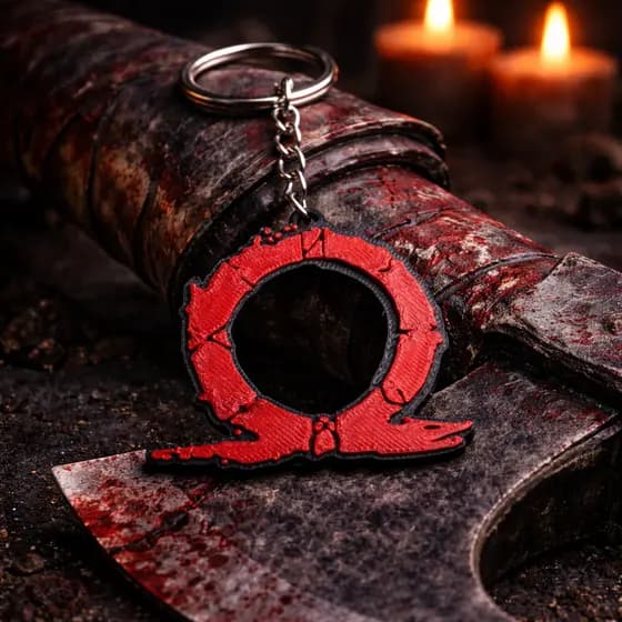 Chaveiro Omega God of War Ragnarok Impressão 3D Vermelho Acessório Geek Gamer Colecionável Mochila Presente Criativo