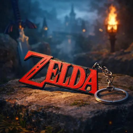 Chaveiro Zelda Logo Impressão 3D Miniatura Colecionável Acessório Geek Mochila Decoração Gamer Presente Criativo