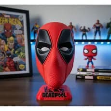 Máscara Deadpool Marvel Impressão 3D Magnética + Suporte Busto Decoração Geek Colecionável Premium