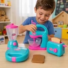 Kit Cozinha Infantil Le Chef 4 Peças Brinquedo Liquidificador Batedeira Torradeira