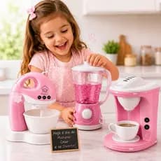 Cafeteira Brinquedo Infantil Sai Água Kit 3 em 1 Liquidificador Batedeira Faz de Conta