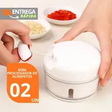 Kit com 02 Mini Processadores e Trituradores Manual de Alimentos Inox 200ml 2 Laminas Para Cozinha