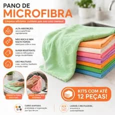 Kit Pano de Limpeza Microfibra Alta Absorção Ótimo para cozinha e Limpeza em Geral