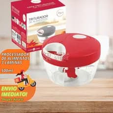 Processador Triturador Manual 3 Lâminas 500ml – Cortador de Alimentos, Legumes e Verduras