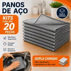 Kit 20 Panos de Limpeza de Aço Premium Dupla Camada Lava Louça Panela Fogão Tira Gordura Cozinha