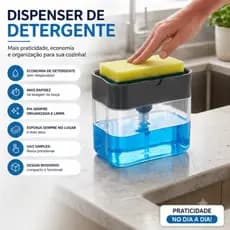 Dispenser Porta Detergente e Sabão 700ml com Esponja 2 em 1 Praticidade e Economia na Cozinha