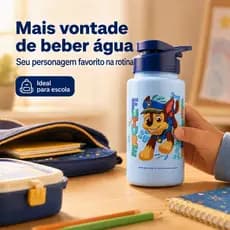 Garrafa Garrafinha de Água Infantil Squeeze Patrulha Canina Chase 500ml Transparente Bandeirante