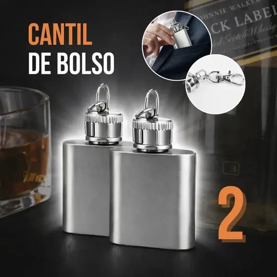 Cantil Inox Porta Whisky Tequila Licor 28ml  Mini Garrafa de Bolso Chaveiro
