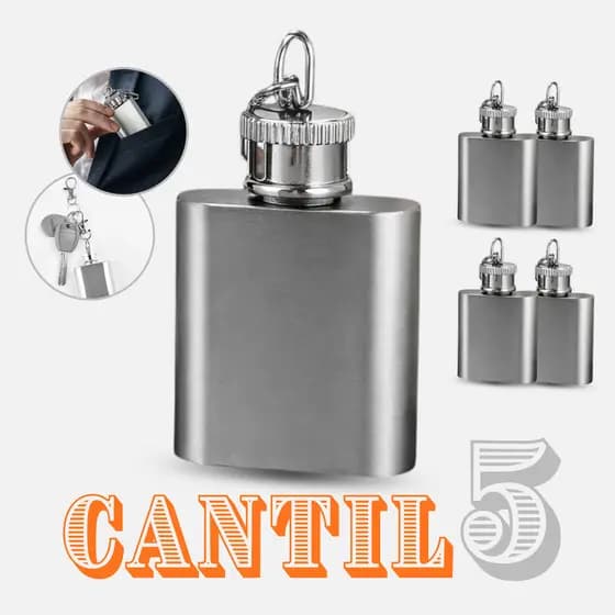 Cantil Inox 28ml de Bolso Porta Whisky Tequilla Licor Mini Garrafa Chaveiro
