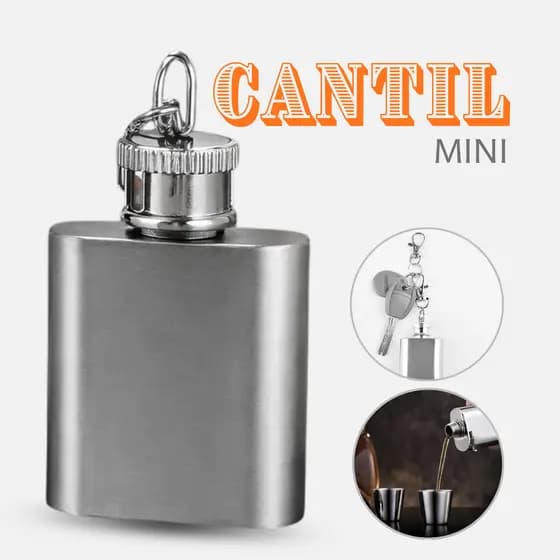 Cantil 28ml Porta Whisky Tequila Licor Mini Garrafa Inox Chaveiro de Bolso