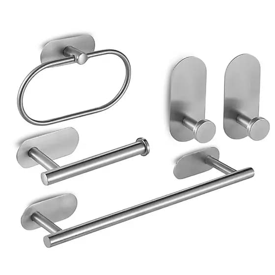 Acessórios Para Banheiro Inox Suporte Sem Furar Parede Kit 5 Peças