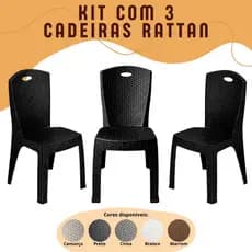 Kit 3 Cadeiras Rattan Area Gourmet Cozinha Area Lazer ENVIO IMEDIATO