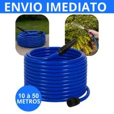 Mangueira Jardim Reforçada Lisa Flexível + Adaptador + Esguicho de jardim até 50metros