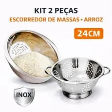 Escoredor de Massas + Lava Arroz Alimentos Macarrão em Aço Inox