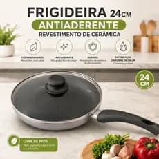 Frigideira Funda Com Tampa Panela Wok 24cm Cerâmica Antiaderente