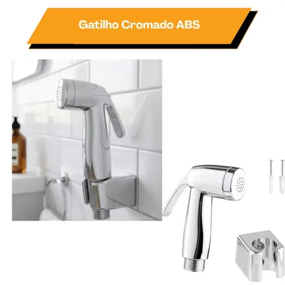Gatilho Chuveirinho para ducha higiênica com suporte ABS cromado