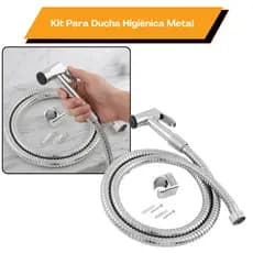 KIT para ducha higiênica com Mangueira Flexível em Aço Inox 1,20Cm e gatilho chuveirinho cromado abs