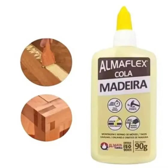 Cola Para Madeira Almaflex 90g PVA Secagem Rápida Extra Forte Para Móveis MDF Artesanato Marcenaria Cola Madeira Almafle