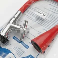 Torneira com Filtro Cone Vermelha de Parede para Cozinha Alta Qualidade Inox