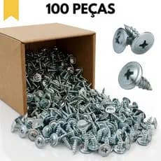 Kit 100 Parafusos autobrocante Flangeado Ponta Agulha 4,2x13mm Para Forro PVC e Drywall Zincado