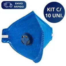 Kit 10 Respirador Máscara Descartável PFF2 C/ Válvula Azul Delta Plus Proteção N95 Poeiras Névoas