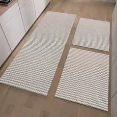 Jogo De Passadeiras 3 Peças Sendo 2 Tapetes 40 cm x 60 cm -1 Passadeira 40 cm x 130 cm-Sala Cozinha
