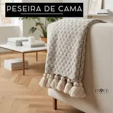 Peseira Manta Cama Casal Queen King Decoração Sofisticada- Sala Quarto Cama Cozinha